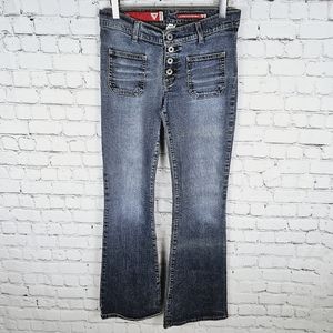 GUESS | vintage exposed button fly flare leg stretch denim jeans